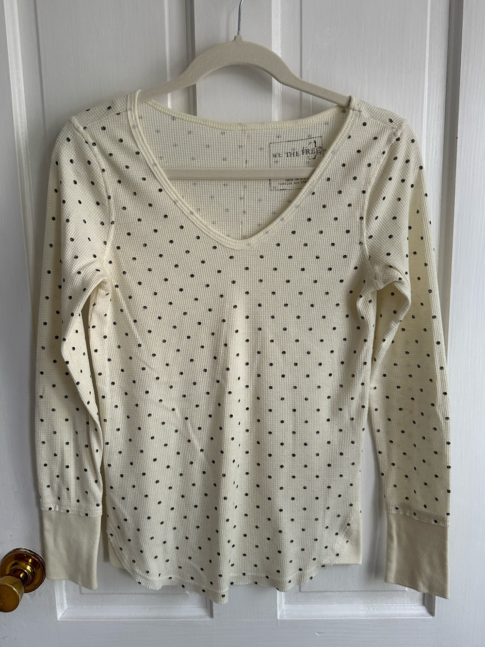 We The Free Cream Long Sleeve Dot Thermal Top
